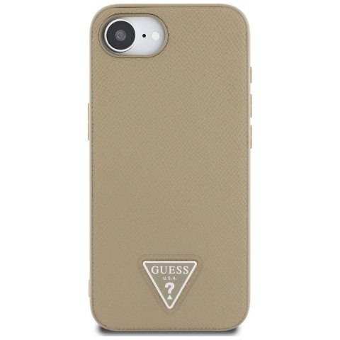 Etui Guess Grained Triangle MagSafe na iPhone 16e - brązowe Etui Guess Grained Triangle MagSafe na iPhone 16e - brązowe