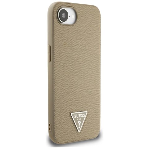 Etui Guess Grained Triangle MagSafe na iPhone 16e - brązowe Etui Guess Grained Triangle MagSafe na iPhone 16e - brązowe