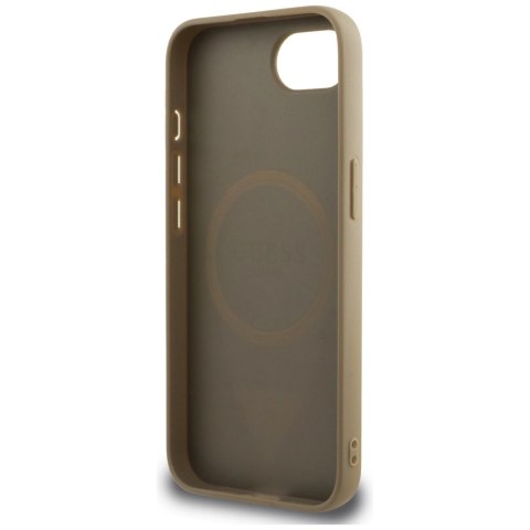 Etui Guess Grained Triangle MagSafe na iPhone 16e - brązowe Etui Guess Grained Triangle MagSafe na iPhone 16e - brązowe