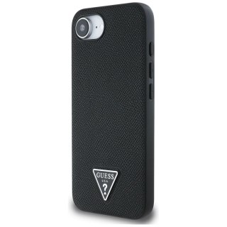Etui Guess Grained Triangle MagSafe na iPhone 16e - czarne