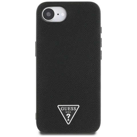 Etui Guess Grained Triangle MagSafe na iPhone 16e - czarne Etui Guess Grained Triangle MagSafe na iPhone 16e - czarne