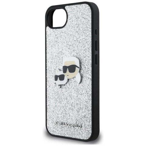 Etui Karl Lagerfeld Fixed Glitter Ikonik Metal Pin na iPhone 16e - srebrne Etui Karl Lagerfeld Fixed Glitter Ikonik Metal Pin na iPhone 16e - srebrne