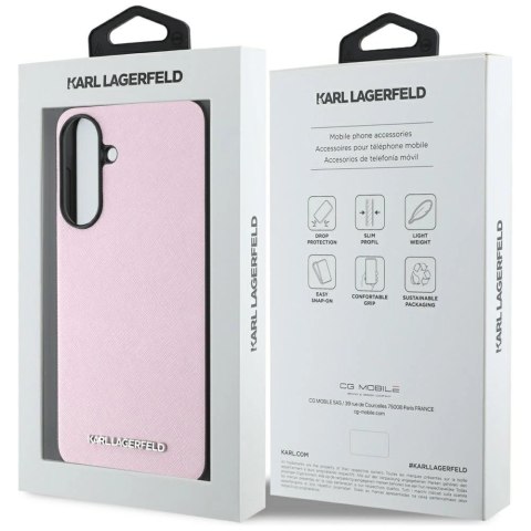 Etui Karl Lagerfeld Saffiano Metal Logo na Samsung Galaxy A56 - różowe Etui Karl Lagerfeld Saffiano Metal Logo na Samsung Galaxy A56 - różowe