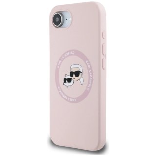 Etui Karl Lagerfeld Silicone Karl&Choupette Heads MagSafe na iPhone 16e - różowe