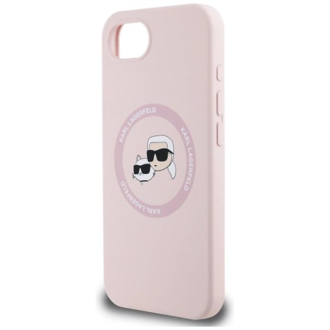 Etui Karl Lagerfeld Silicone Karl&Choupette Heads MagSafe na iPhone 16e - różowe