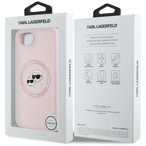 Etui Karl Lagerfeld Silicone Karl&Choupette Heads MagSafe na iPhone 16e - różowe