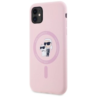 Etui Karl Lagerfeld Silicone Karl&Choupette MagSafe na iPhone 11 - różowe