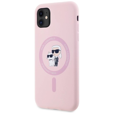 Etui Karl Lagerfeld Silicone Karl&Choupette MagSafe na iPhone 11 - różowe