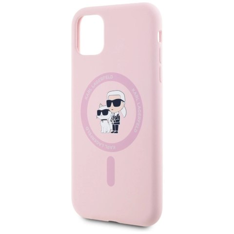 Etui Karl Lagerfeld Silicone Karl&Choupette MagSafe na iPhone 11 - różowe
