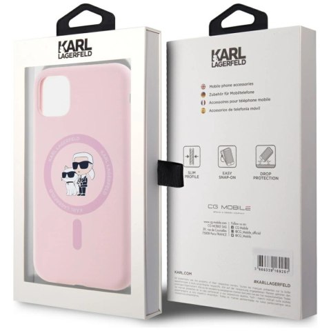 Etui Karl Lagerfeld Silicone Karl&Choupette MagSafe na iPhone 11 - różowe