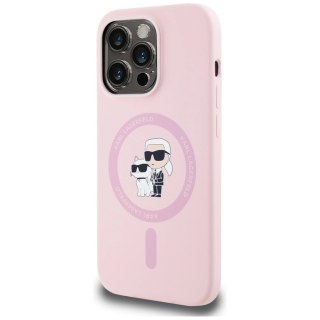 Etui Karl Lagerfeld Silicone Karl&Choupette MagSafe na iPhone 14 Pro - różowe
