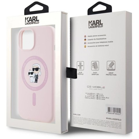 Etui Karl Lagerfeld Silicone Karl&Choupette MagSafe na iPhone 15 Plus - różowe