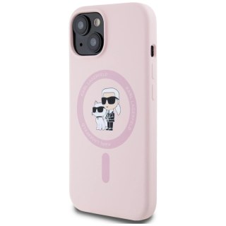 Etui Karl Lagerfeld Silicone Karl&Choupette MagSafe na iPhone 15 - różowe