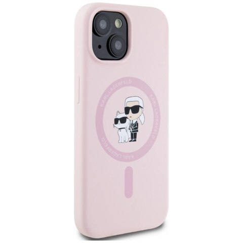 Etui Karl Lagerfeld Silicone Karl&Choupette MagSafe na iPhone 15 - różowe
