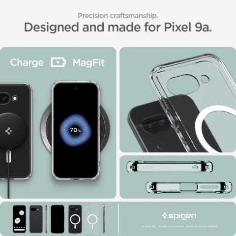 Etui Spigen Ultra Hybrid Mag MagSafe na Google Pixel 9A - przezroczysto-białe