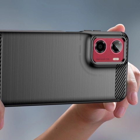 Etui Tech-Protect TPUCarbon na Motorola Moto G05 / E15 - czarne Etui Tech-Protect TPUCarbon na Motorola Moto G05 / E15 - czarne