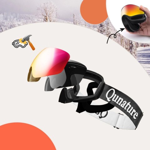 Gogle narciarskie Qunature Black dziecięce (rozmiar M/L) - czarne Gogle narciarskie Qunature Black dziecięce (rozmiar M/L) - czarne