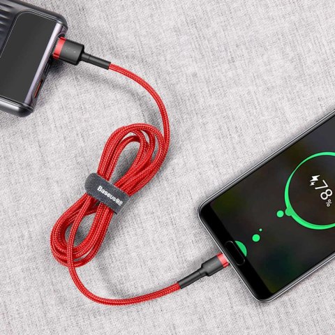Kabel Baseus Cafule USB-A / USB-C QC 3.0 3A 1 m - czerwony Kabel Baseus Cafule USB-A / USB-C QC 3.0 3A 1 m - czerwony