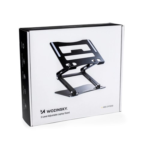 Podstawka pod laptopa Wozinsky WRS-CPY75DSB aluminiowa + Gratis! podstawka do smartfona - czarna Podstawka pod laptopa Wozinsky WRS-CPY75DSB aluminiowa + Gratis! podstawka do smartfona - czarna