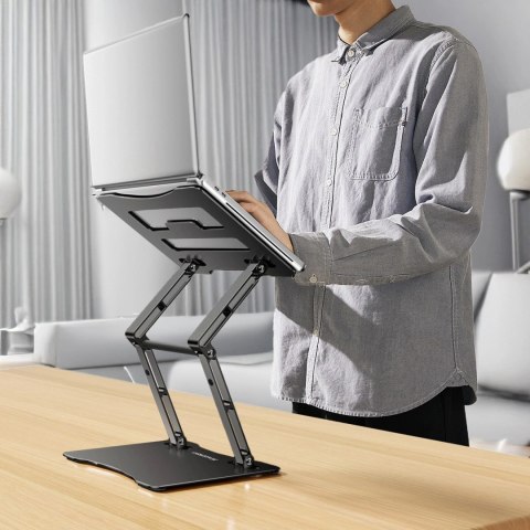 Podstawka pod laptopa Wozinsky WRS-CPY75DSB aluminiowa + Gratis! podstawka do smartfona - czarna Podstawka pod laptopa Wozinsky WRS-CPY75DSB aluminiowa + Gratis! podstawka do smartfona - czarna
