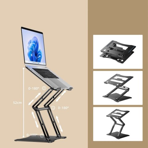 Podstawka pod laptopa Wozinsky WRS-CPY75DSB aluminiowa + Gratis! podstawka do smartfona - czarna Podstawka pod laptopa Wozinsky WRS-CPY75DSB aluminiowa + Gratis! podstawka do smartfona - czarna