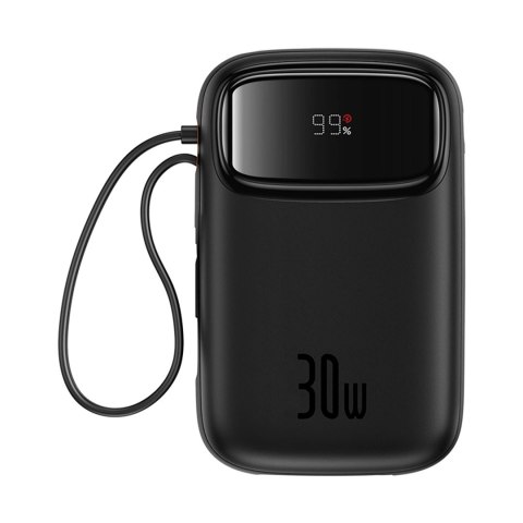 Powerbank Baseus QPow 2 30W 10000mAh z wbudowanymi kablami USB-C - czarny Powerbank Baseus QPow 2 30W 10000mAh z wbudowanymi kablami USB-C - czarny