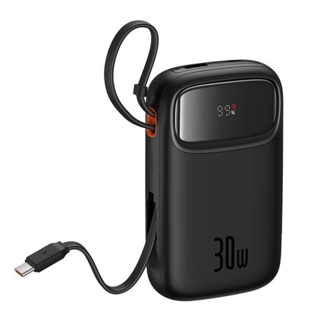 Powerbank Baseus QPow 2 30W 10000mAh z wbudowanymi kablami USB-C - czarny Powerbank Baseus QPow 2 30W 10000mAh z wbudowanymi kablami USB-C - czarny