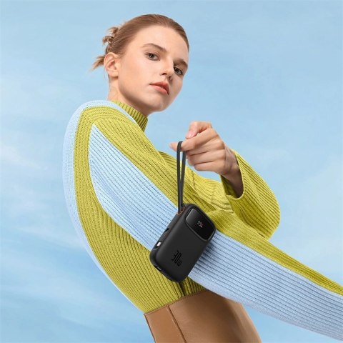 Powerbank Baseus QPow 2 30W 10000mAh z wbudowanymi kablami USB-C - czarny Powerbank Baseus QPow 2 30W 10000mAh z wbudowanymi kablami USB-C - czarny