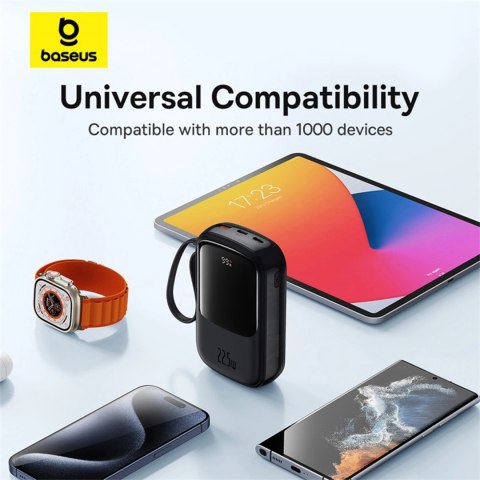 Powerbank Baseus Qpow Pro+ 20000mAh 22.5W z wbudowanym kablem USB-C i wyświetlaczem - czarny Powerbank Baseus Qpow Pro+ 20000mAh 22.5W z wbudowanym kablem USB-C i wyświetlaczem - czarny