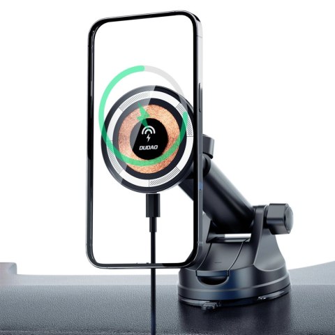 Uchwyt magnetyczny z ładowarką indukcyjną MagSafe na kokpit/kratkę nawiewu 15W Dudao F12MAX+ - czarna Uchwyt magnetyczny z ładowarką indukcyjną MagSafe na kokpit/kratkę nawiewu 15W Dudao F12MAX+ - czarna