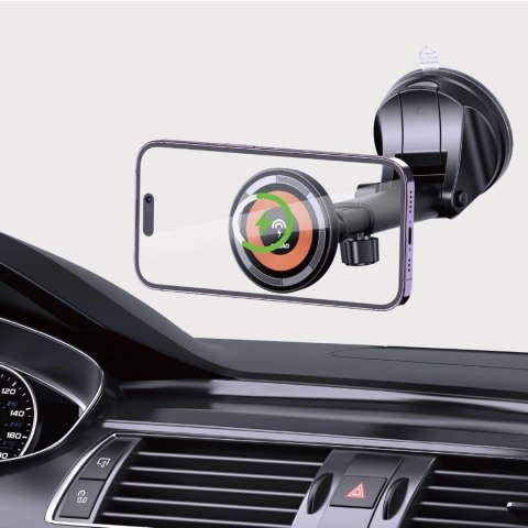 Uchwyt magnetyczny z ładowarką indukcyjną MagSafe na kokpit/kratkę nawiewu 15W Dudao F12MAX+ - czarna Uchwyt magnetyczny z ładowarką indukcyjną MagSafe na kokpit/kratkę nawiewu 15W Dudao F12MAX+ - czarna