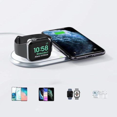 Choetech ładowarka bezprzewodowa Qi 2w1 do smartfonów / Apple Watch ze stojakiem (MFI) USB Typ C biały (T317) Choetech ładowarka bezprzewodowa Qi 2w1 do smartfonów / Apple Watch ze stojakiem (MFI) USB Typ C biały (T317)