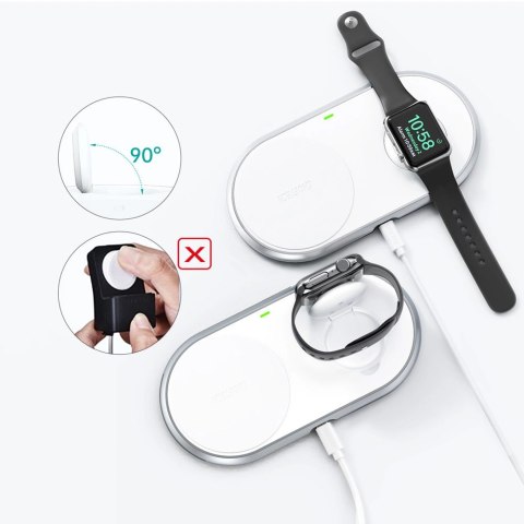 Choetech ładowarka bezprzewodowa Qi 2w1 do smartfonów / Apple Watch ze stojakiem (MFI) USB Typ C biały (T317) Choetech ładowarka bezprzewodowa Qi 2w1 do smartfonów / Apple Watch ze stojakiem (MFI) USB Typ C biały (T317)