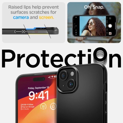 Etui Spigen Thin Fit na iPhone 15 - czarne Etui Spigen Thin Fit na iPhone 15 - czarne