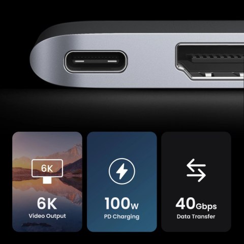 HUB Ugreen CM380 2xUSB C - HDMI/2xUSB 3.0/SDTF/USB C PD - szary HUB Ugreen CM380 2xUSB C - HDMI/2xUSB 3.0/SDTF/USB C PD - szary
