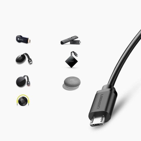 Karta sieciowa Ugreen 30985 zewnętrzna do Chromecast ze złączami micro USB / USB-A 100Mb/s 1m - czarna Karta sieciowa Ugreen 30985 zewnętrzna do Chromecast ze złączami micro USB / USB-A 100Mb/s 1m - czarna
