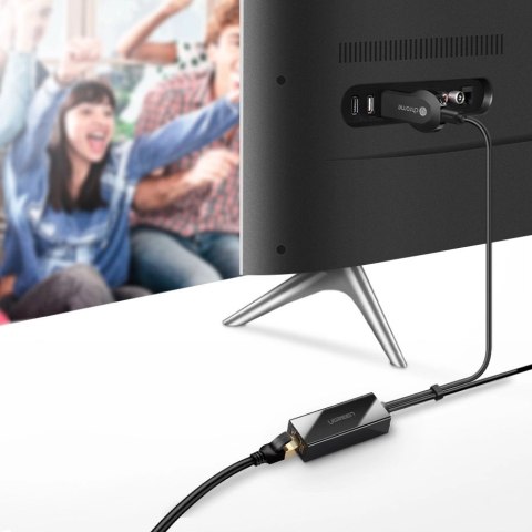 Karta sieciowa Ugreen 30985 zewnętrzna do Chromecast ze złączami micro USB / USB-A 100Mb/s 1m - czarna Karta sieciowa Ugreen 30985 zewnętrzna do Chromecast ze złączami micro USB / USB-A 100Mb/s 1m - czarna