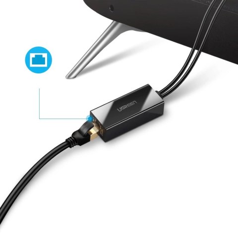 Karta sieciowa Ugreen 30985 zewnętrzna do Chromecast ze złączami micro USB / USB-A 100Mb/s 1m - czarna Karta sieciowa Ugreen 30985 zewnętrzna do Chromecast ze złączami micro USB / USB-A 100Mb/s 1m - czarna