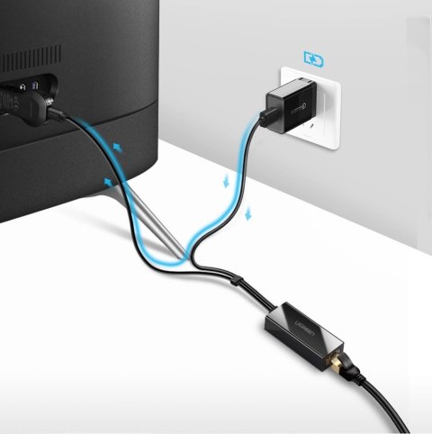 Karta sieciowa Ugreen 30985 zewnętrzna do Chromecast ze złączami micro USB / USB-A 100Mb/s 1m - czarna Karta sieciowa Ugreen 30985 zewnętrzna do Chromecast ze złączami micro USB / USB-A 100Mb/s 1m - czarna