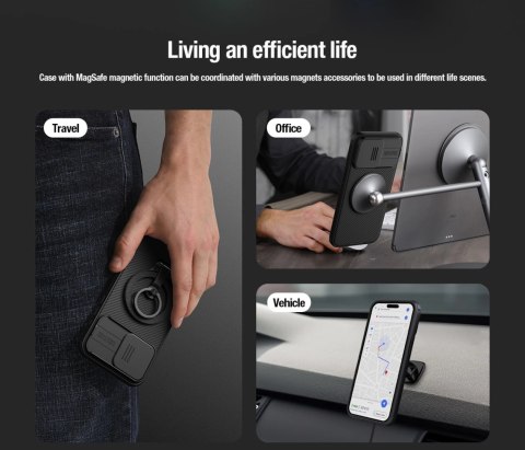 Pancerne etui Nillkin CamShield Pro Magnetic Case do iPhone 15 z osłoną na aparat - zielony Pancerne etui Nillkin CamShield Pro Magnetic Case do iPhone 15 z osłoną na aparat - zielony