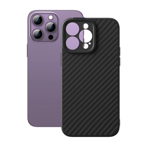 Pancerne etui iPhone 14 Pro Max kompatybilne z MagSafe szkło hartowane Baseus Synthetic Fiber - czarne Pancerne etui iPhone 14 Pro Max kompatybilne z MagSafe szkło hartowane Baseus Synthetic Fiber - czarne