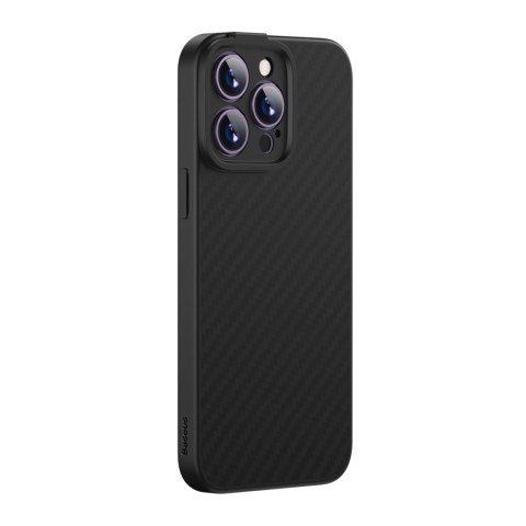 Pancerne etui iPhone 14 Pro Max kompatybilne z MagSafe szkło hartowane Baseus Synthetic Fiber - czarne Pancerne etui iPhone 14 Pro Max kompatybilne z MagSafe szkło hartowane Baseus Synthetic Fiber - czarne