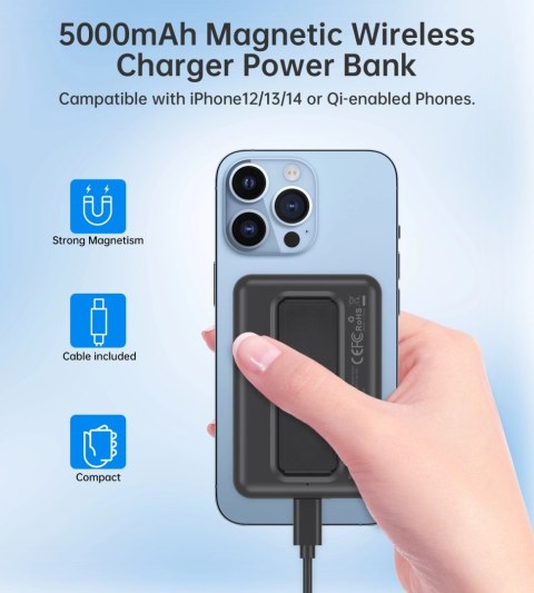 Powerbank Choetech B662 bezprzewodowy MagSafe 5000mAh - czarny Powerbank Choetech B662 bezprzewodowy MagSafe 5000mAh - czarny
