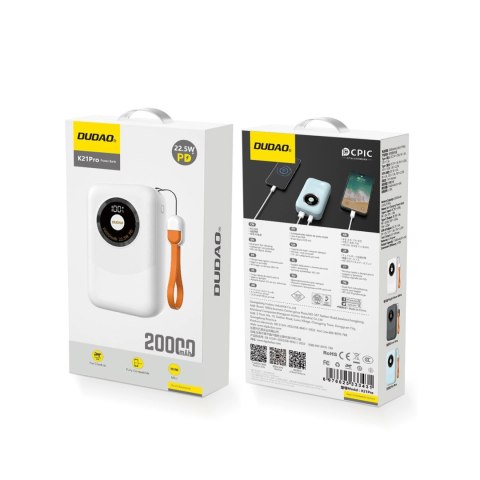 Powerbank Dudao K21Pro Mini 20000mAh 22.5W - biały Powerbank Dudao K21Pro Mini 20000mAh 22.5W - biały