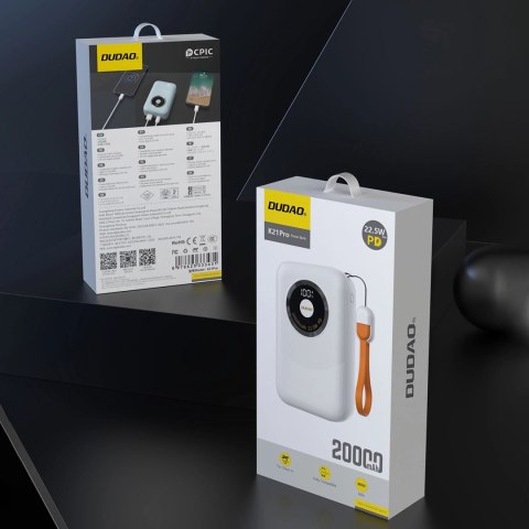 Powerbank Dudao K21Pro Mini 20000mAh 22.5W - biały Powerbank Dudao K21Pro Mini 20000mAh 22.5W - biały