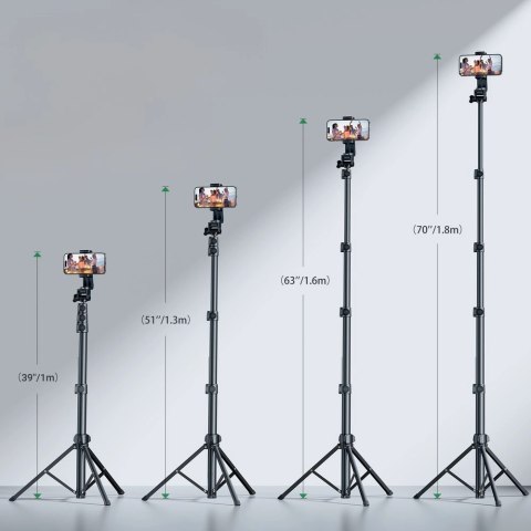 Selfie stick Ugreen LP680 ze stojakiem i pilotem Bluetooth 1.8m - czarny Selfie stick Ugreen LP680 ze stojakiem i pilotem Bluetooth 1.8m - czarny