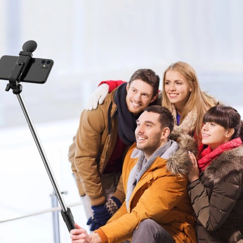 Selfie stick WR1YXS teleskopowy tripod 0.71m z okrągłą lampą - czarny Selfie stick WR1YXS teleskopowy tripod 0.71m z okrągłą lampą - czarny