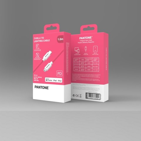 PANTONE MFi kabel Lightning - USB-C 1,5m PT-CTL002-5 Pink 184C
