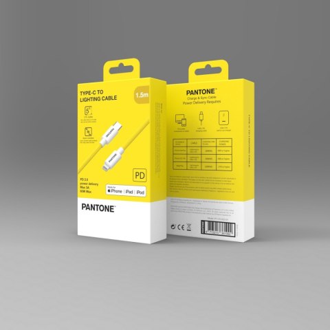PANTONE MFi kabel Lightning - USB-C 1,5m PT-CTL002-5 Yellow 102C