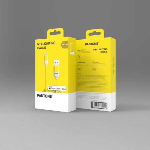 PANTONE MFi kabel USB - Lightning 1,5m 2,4A PT-LCS001-5 Yellow 102C PANTONE MFi kabel USB - Lightning 1,5m 2,4A PT-LCS001-5 Yellow 102C